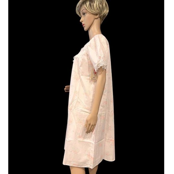 DANNI NEW YORK 60's/70's Night Dress & House Coat VTG Pink Floral NWT Sz L - Picture 4 of 11
